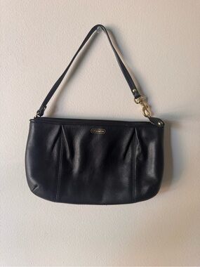 Coach Black Leather Wristlet - Classic Coach Logo